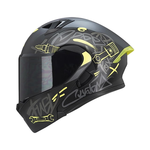 Casco Roda Rush Amarillo Mate Prix Mica Humo Abatible Svs amarillo M