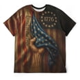 thumbnail image 3 of LAOLIUSN Men’s Patriotic T-Shirt American Flag 1776 “Land of the Free” Vintage Graphic Tee, 3D All Over Print Short Sleeve Crewneck, 88% Polyester 12% Spandex, S-4XL, 3 of 7