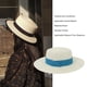 thumbnail image 3 of Sonducket Sombrero de paja de verano de ala ancha, informal, transpirable, para acampar, pescar, viajar, playa, moda, tapa plana, gorra Sombreros Blanco Leche Azul NO10, 3 of 6