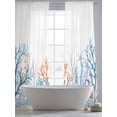 thumbnail image 5 of Seagrass Coral Sheer Curtains 96 Inch Long 2 Panels, Ocean Retro Watercolor Countryside Light Filtering Rod Pocket Semi Sheer Curtains, Sheer Voile Drapes for Living Room Bedroom, 52"x96", 5 of 5