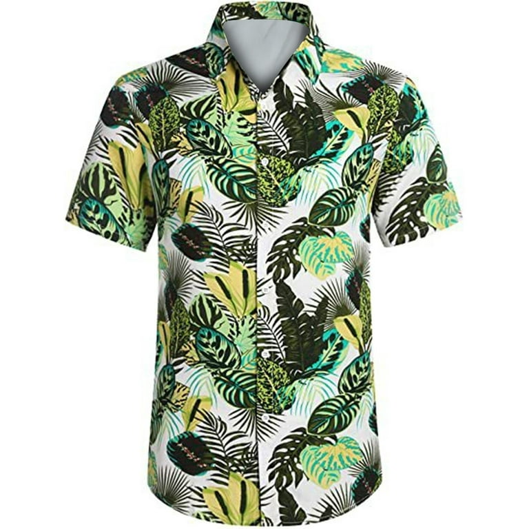 Vsssj Button Down Shirts for Men Oversized Fit Colorful Floral Printed Short Sleeve Collared Button Down Tee Top Summer Beach Vacation T-shirts Red L