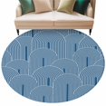 thumbnail image 2 of Navy Blue Ombre 8' Round Area Rug, Farmhouse Stripes Modern Abstract Art Washable Non-Slip Large Circle Rugs for Living Room Bedroom, Soft Low Pile Rug Carpet for Dining Room Kitchen Farmhouse, 2 of 9