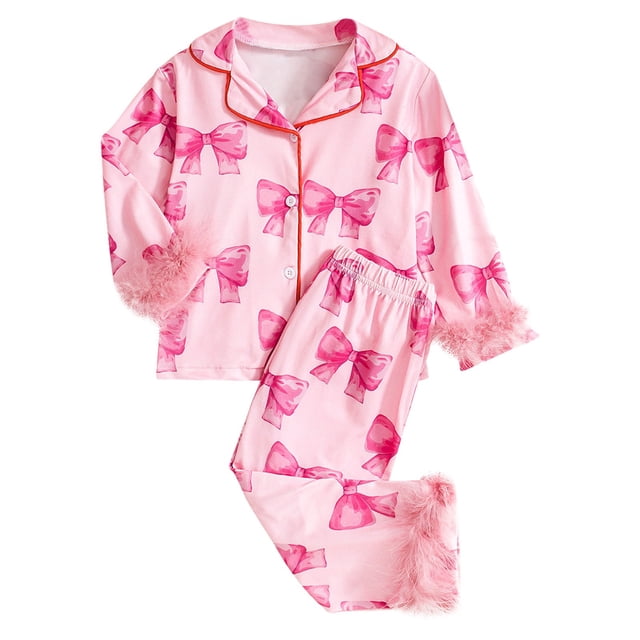 FhsagQ Ensembles pour Filles Pyjama Décontracté Confortable à Imprimé Doux de la Saint-Valentin pour Filles Ensemble de Pyjama pour Tout-Petits Filles Tenues de Printemps 3T Rouge 5-6 Ans
