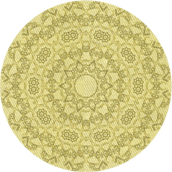 Ahgly Company Machine Washable Indoor Round Transitional Brown Area Rugs, 7' Round