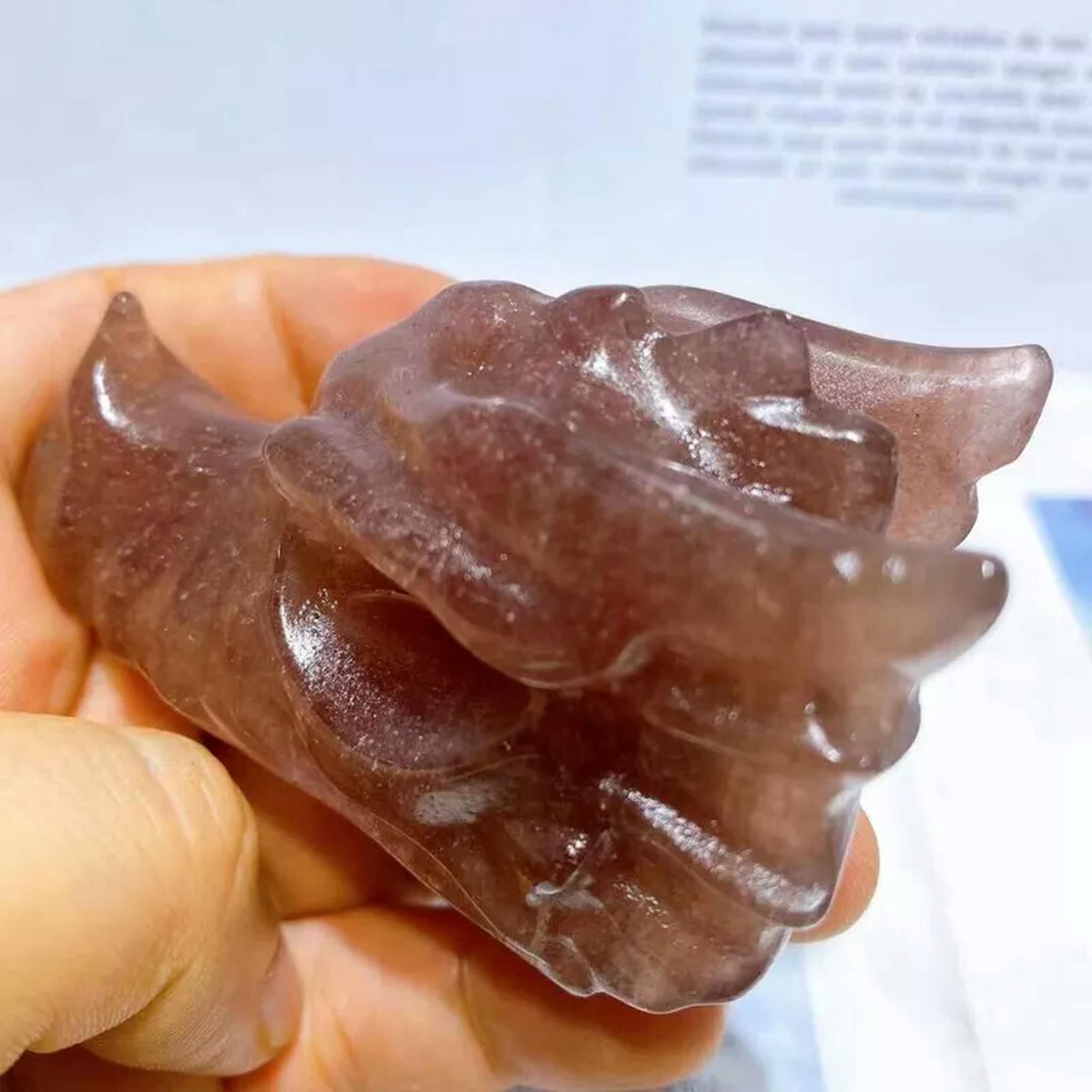 EOEMY 10Pcs Natural Quartz Strawberry Crystal Dragon Head Skull Mini Vivid Statue Gift