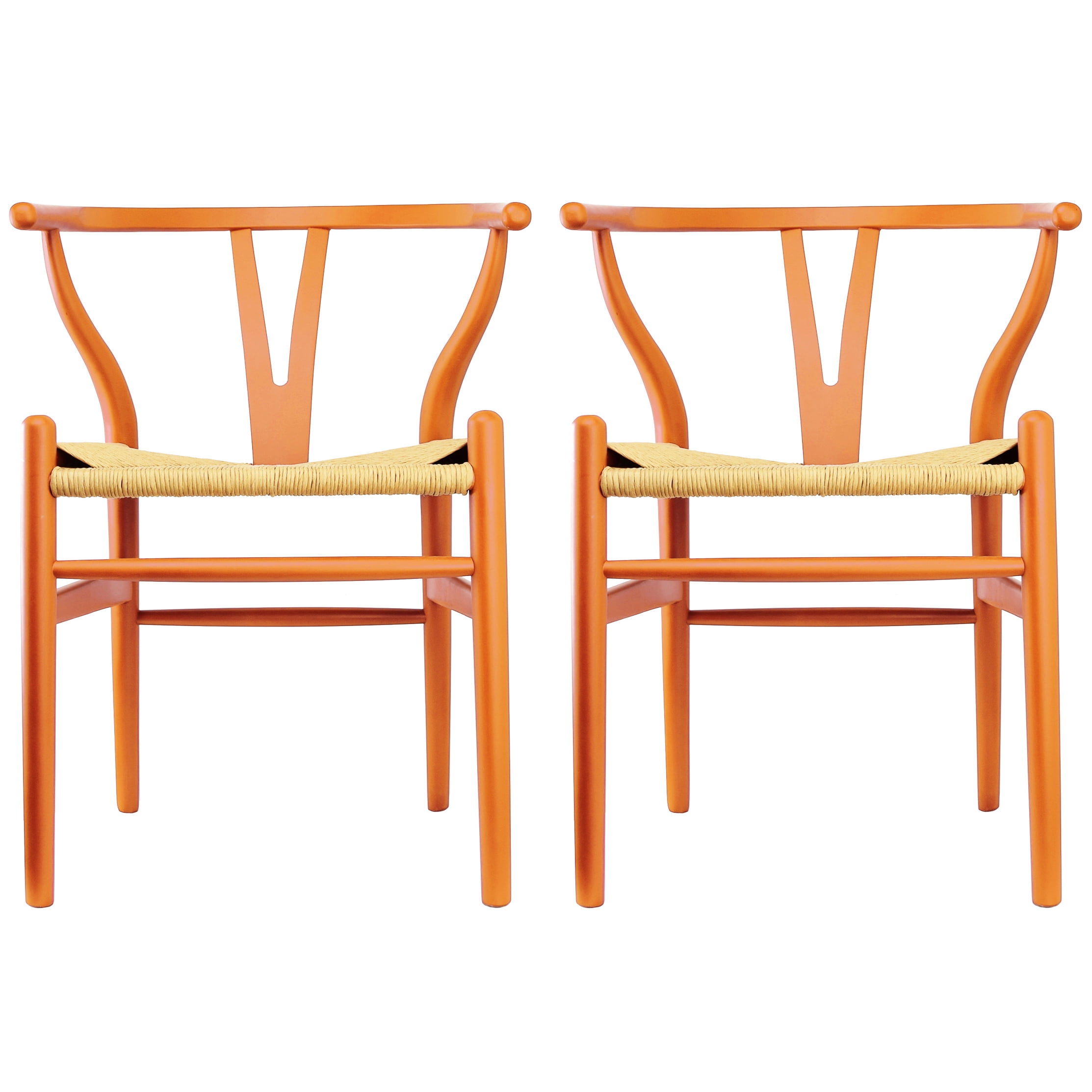Homelala Set of 2 Wishbone Solid Wooden Dining Chairs with Woven