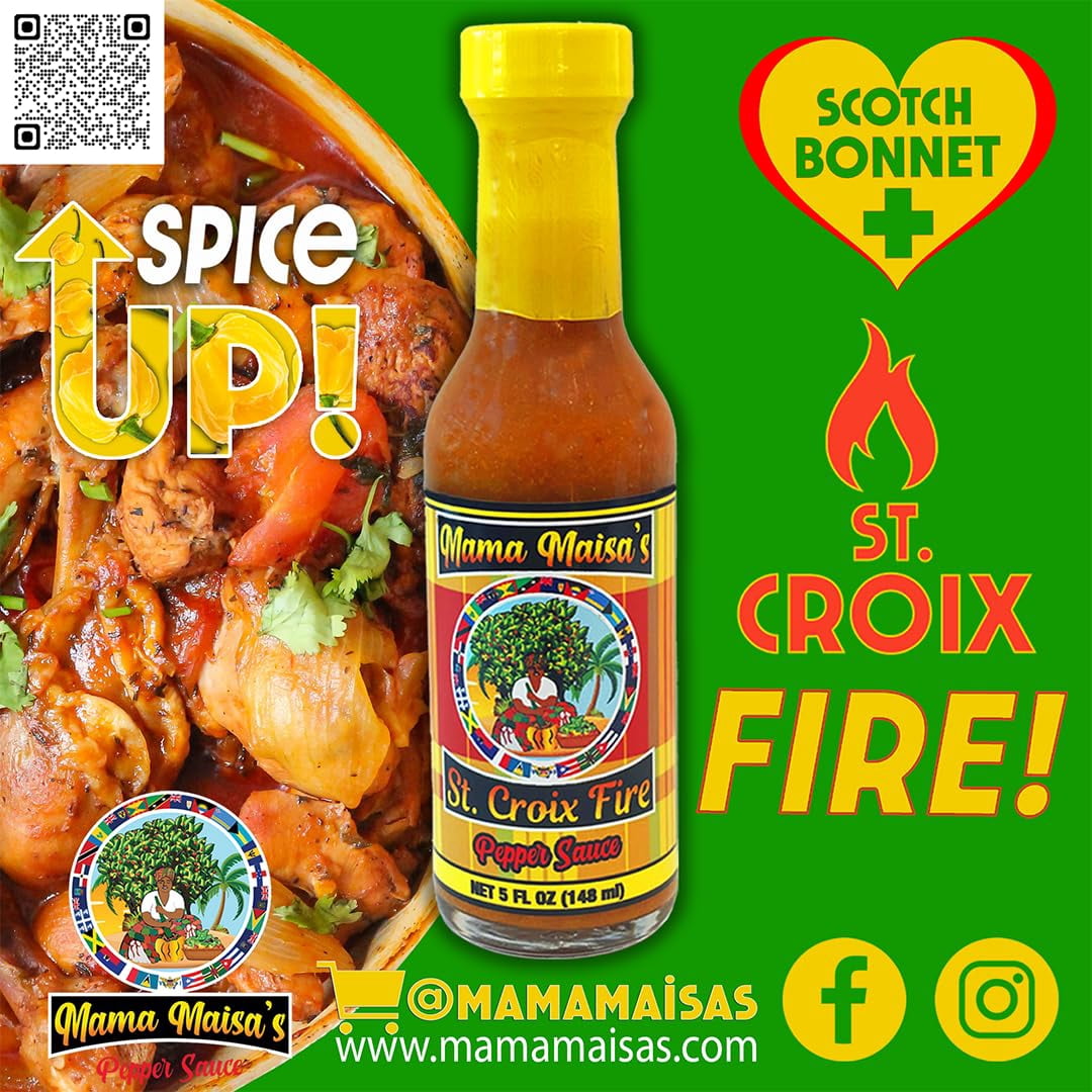 Mama Maisa’s St. Croix Fire Pepper Hot Sauce – Caribbean Scotch Bonnet Flavor Built for Serious Heat Lovers, 3 Pack, 15 fl oz