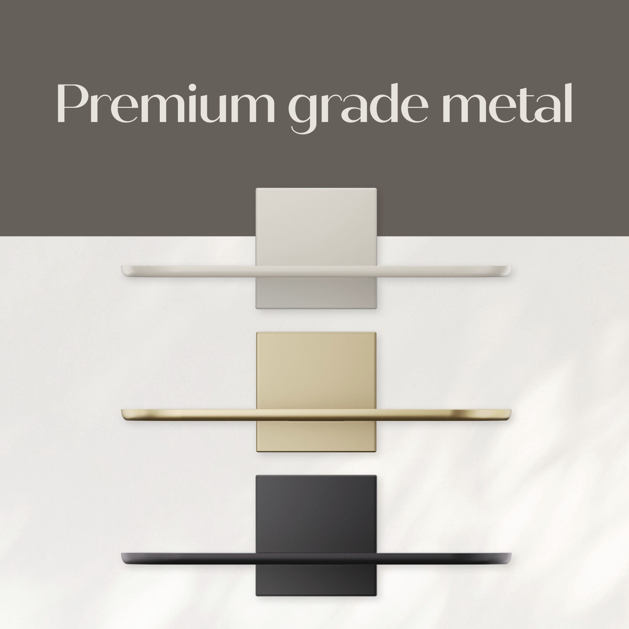 Command Decor Metal Wall Shelf, Light Beige, Holds 5 lbs, 1 Shelf, 8 Large Adhesive Strips