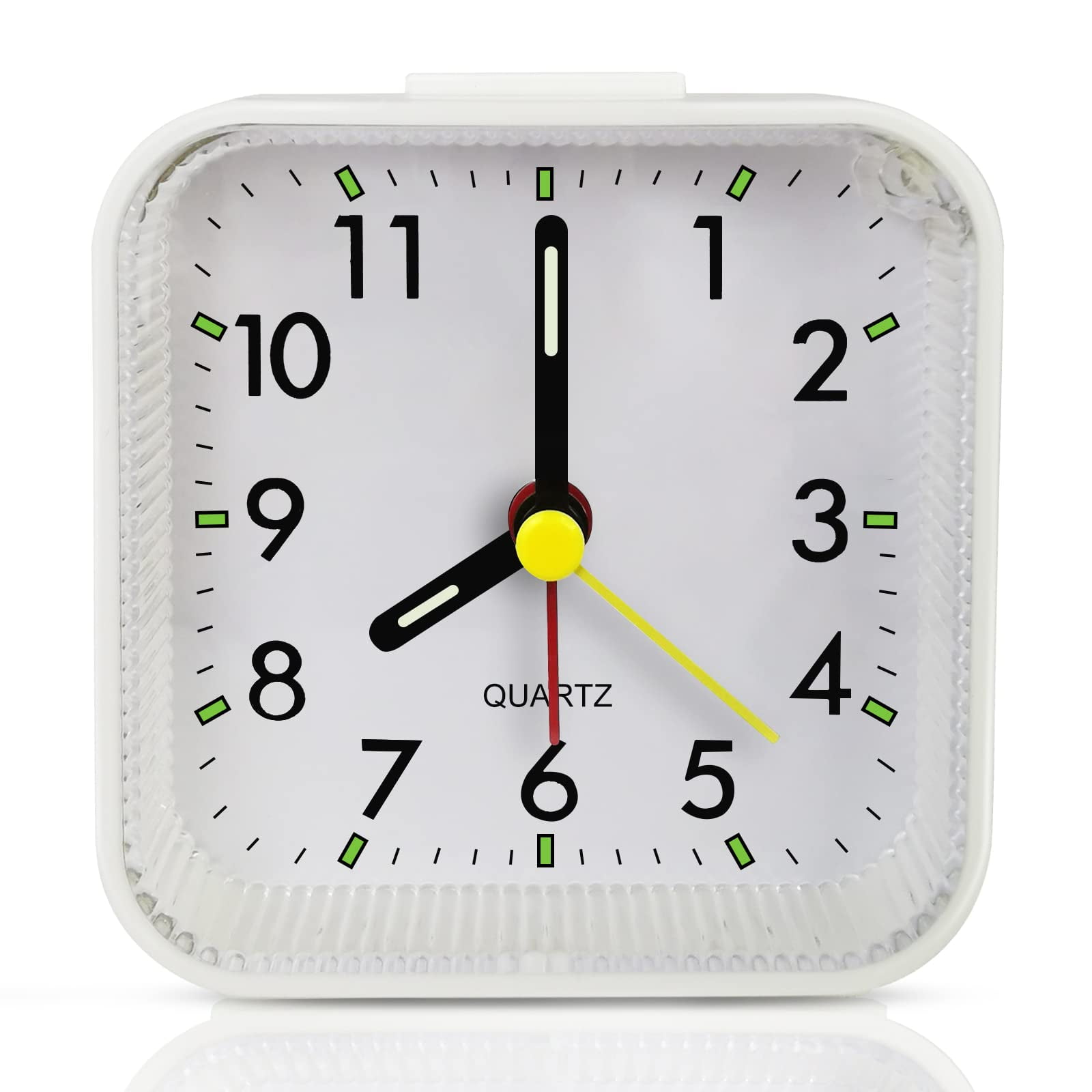 Small White Kids Desk Battery Alarm Clock,Analog Travel Clock,Quieter Bedside Clocks for Bedrooms Bathroom Living Room Kitchen Shelf