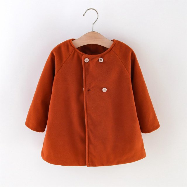 LOVZFMLL Jackets for Girls Fashionable Girls' Solid Color Round Neck Long Sleeved Woolen Coat Warm Jacket 2-3 Years