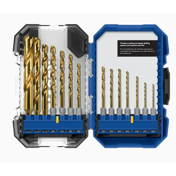 Kobalt 14-Piece Assorted x Set Titanium Coated Hss Twist Drill Bit Set