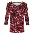 thumbnail image 5 of Roncen Sequin Top for Women, Sparkling Three-Quarter Sleeve Pullover with Crew Neck, Casual Glam Shirt, 5 of 5