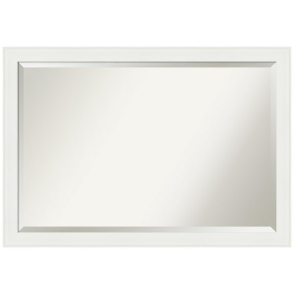 Vanity White Narrow Beveled Wood Bathroom Wall Mirror