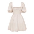thumbnail image 3 of Gibobby Vestido de gasa de verano para mujer Vestido de cuello cuadrado de manga de verano para mujer Vestido de moda casual de sentido francés(Beige,XL), 3 of 5