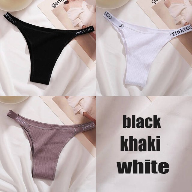 FineToo 3 Unids/Set De Tangas de Algodón para Mujer de Color Sólidopangjing