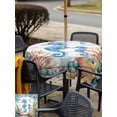 thumbnail image 5 of Outdoor Tablecloths with Umbrella Hole & Zipper, Seahorse Coastal 54x54 Inch Square Tablecloths, Summer Nautical Starfish Coral Grey Wooden Waterproof Table Cloth, Patio/Pool/Picnic Table Covers, 5 of 8