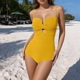 thumbnail image 2 of HJYCHN One-Piece Swimsuit for Women Solid Color Push Up Swimsuit and Stylish for Women's Swimwear Bathing Suit for Women Yellow M, 2 of 4