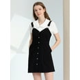 thumbnail image 2 of INSPIRE CHIC Women's Adjustable Strap Above Knee Button Down Overall Dress with Pockets, 2 of 4