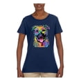 thumbnail image 2 of Don't Judge My Pitbull I Won't Judge Your Kids Funny Dog Lover Womens Graphic T-Shirt, Navy, Large, 2 of 3