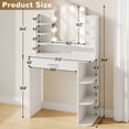 thumbnail image 3 of Makeapile 1 Piece Adult Contemporary LED Lights Vanity Table Set White Solid Color, 3 of 8