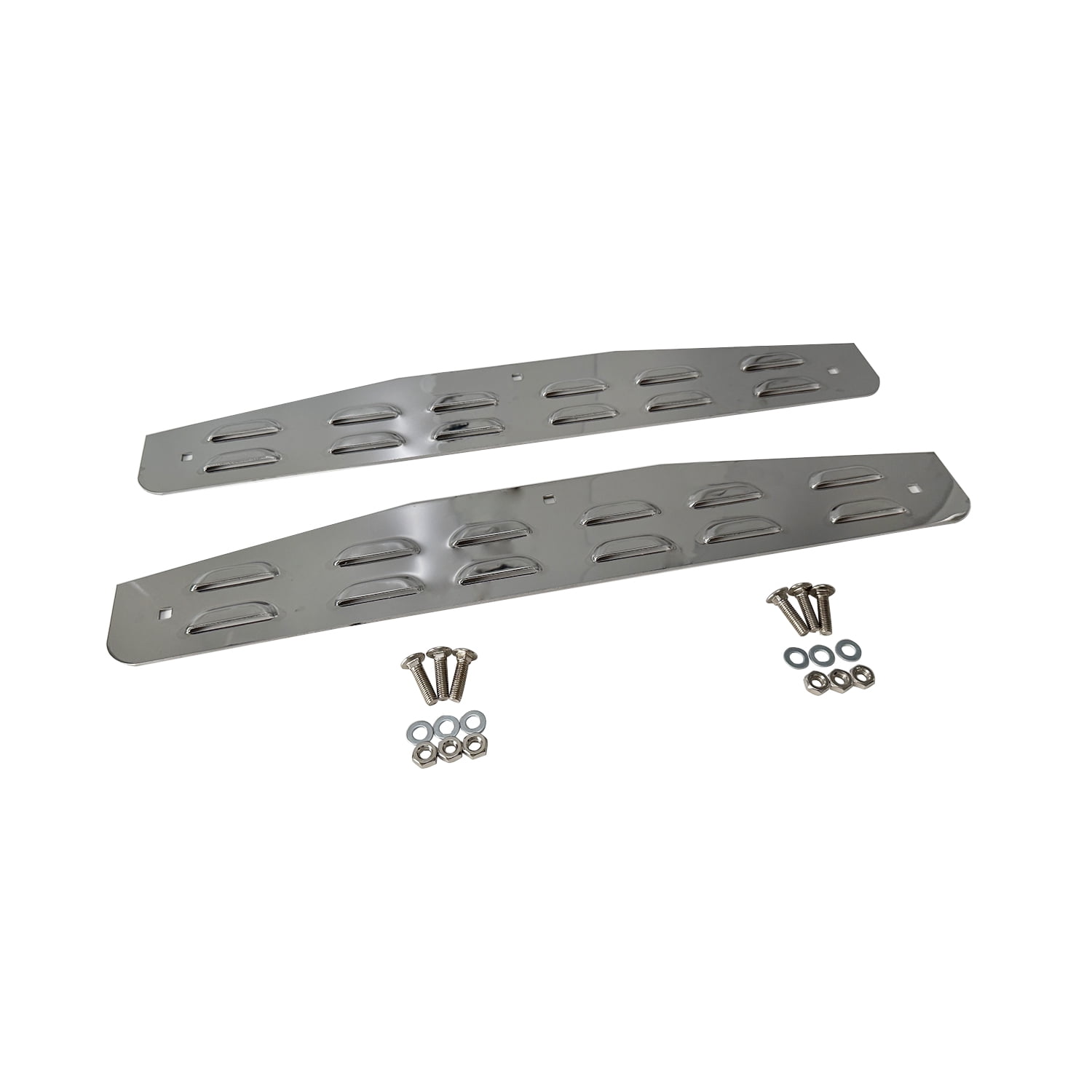 Universal 24" x 4" Semi Trucks Mud Flap Weights Louvered Stainless Steel Mirror Finish w/Hardware, 2 Pack