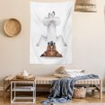 thumbnail image 2 of Yoga Tapestry, Dog Upside Down Relaxing with Closed Eyes Doing Yoga Calm Therapy Humor Animal Print, Wall Hanging for Bedroom Living Room Dorm Decor, 60W X 80L Inches, White Brown, by Ambesonne, 2 of 5