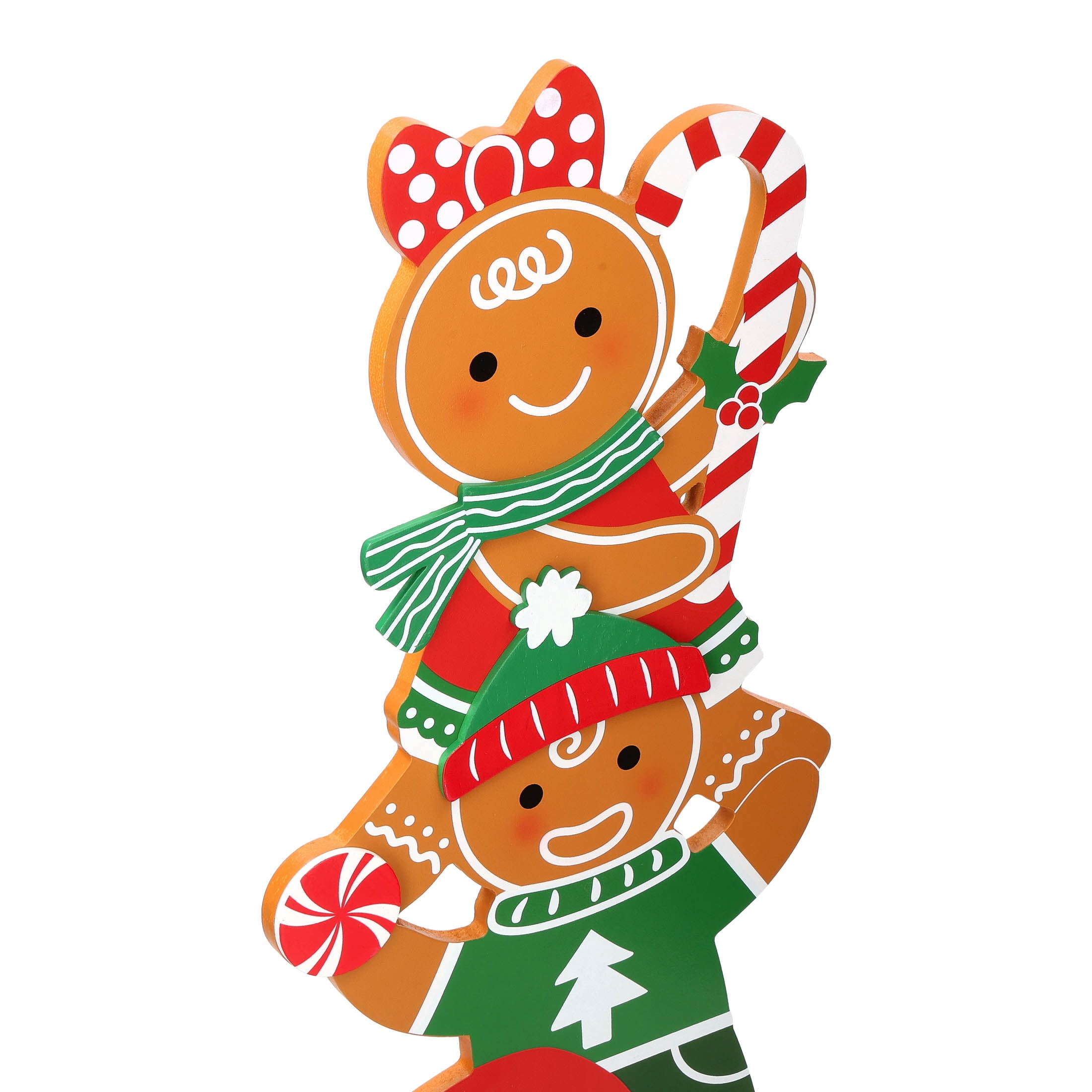 Gingerbread Men Stack Christmas Porch Greeter, Multicolor, 22", by Holiday Time