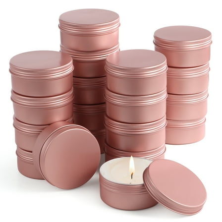 18PCS Aluminum Metal Tins, 6oz Screw Top Candle Tins, Round Empty Cans, Travel Storage Containers with Lids, Screw Lidded Metal Jars for Cosmetics, Spices, Candles