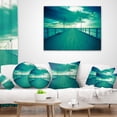 thumbnail image 3 of Designart Blue Seascape With Wooden Pier - Bridge Throw Pillow - 16x16, 3 of 4