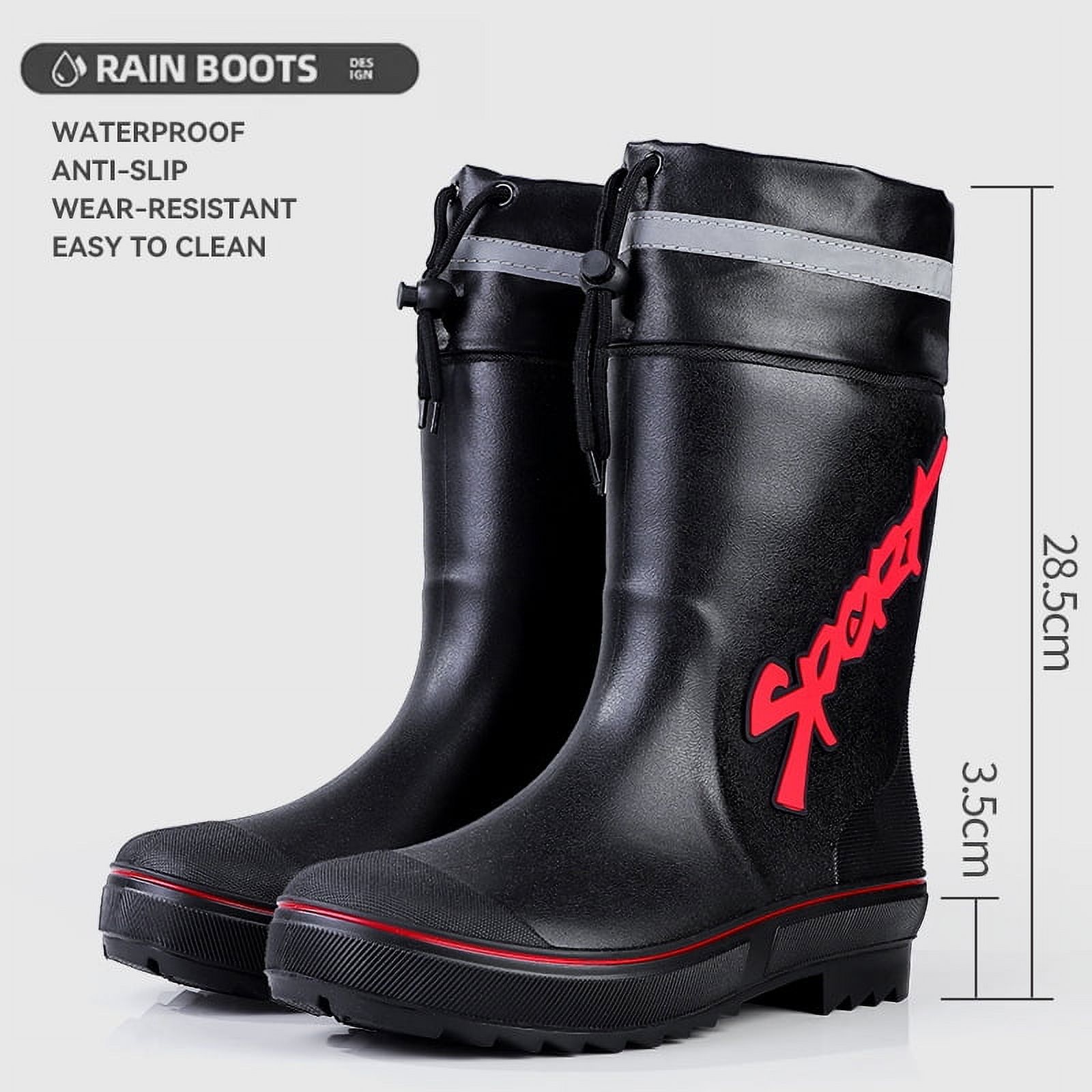 Bottines De Pluie Homme QeeFop - Caoutchouc Imperméable, Semelle Antidérapante - Taille Au Choix (Noir)