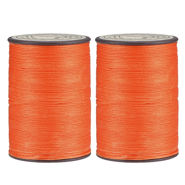 Unique Bargains 2 Pack Thin Waxed Thread 175 Yards 0.45mm Polyester String Cord for Machine Sewing Hand Quilting Weaving, Orange