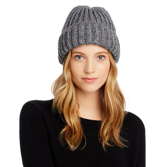 Aqua Chunky Rib-Knit Beanie, Gray