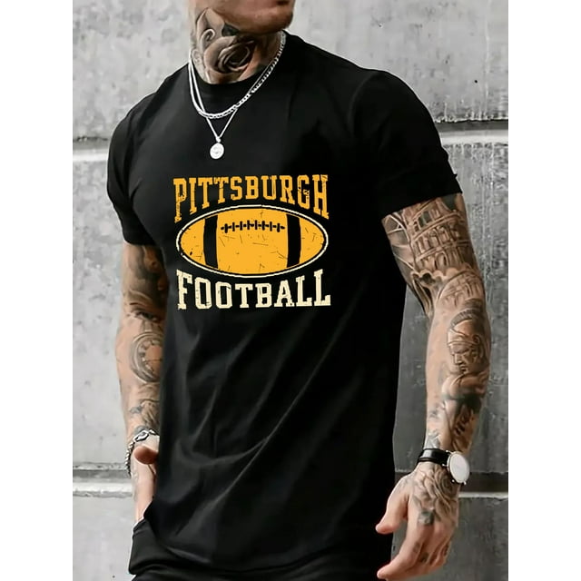 Camiseta gráfica de fútbol americano de Pittsburgh para hombre: camiseta informal de manga corta con cuello redondo, lavable a máquina, ropa deportiva de verano, camisetas deportivas, camisetas de oci