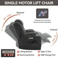 thumbnail image 6 of Up to 350 LBS Chenille Power Lift Recliner Chair, Heavy Duty Motion Mechanism with 8-Point Vibration Massage and Lumbar Heating, USB and Type-C Ports, Stainless Steel Cup Holders, Grey, 6 of 19