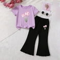 thumbnail image 6 of Girls Floral Lounge Set Size 6 Two Piece Spring Outfits Cute Short Sleeve Tees Flare Leggings Summer Cute Clothes 4 Years, Purple, 6 of 7