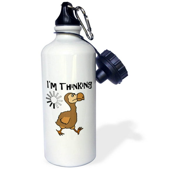 3dRose, Silly Funny Dodo Bird I am thinking Cartoon, Flip Straw 21oz Water Bottle