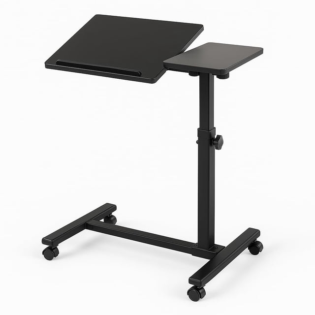 TOSCARA Adjustable Sit & Stand Desk – Rolling Laptop Desk with Lockable Wheels, Portable Standing Computer Table for Home Office, Small Space W