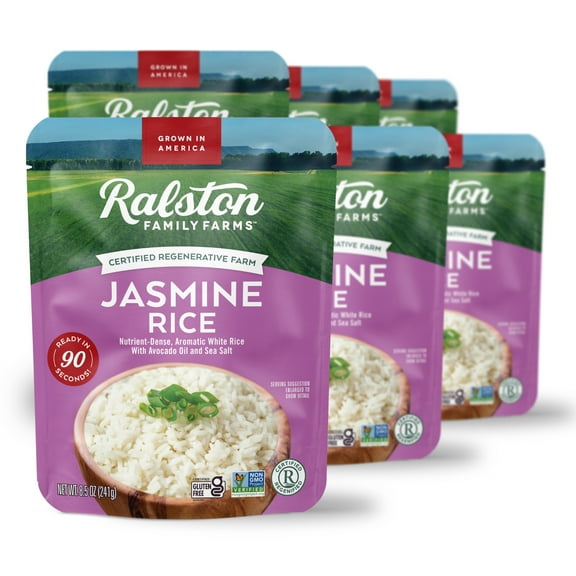 Ralston Family Farms Jasmine Rice, 8.5 OZ, Ready in 90 Seconds, 6 Pack