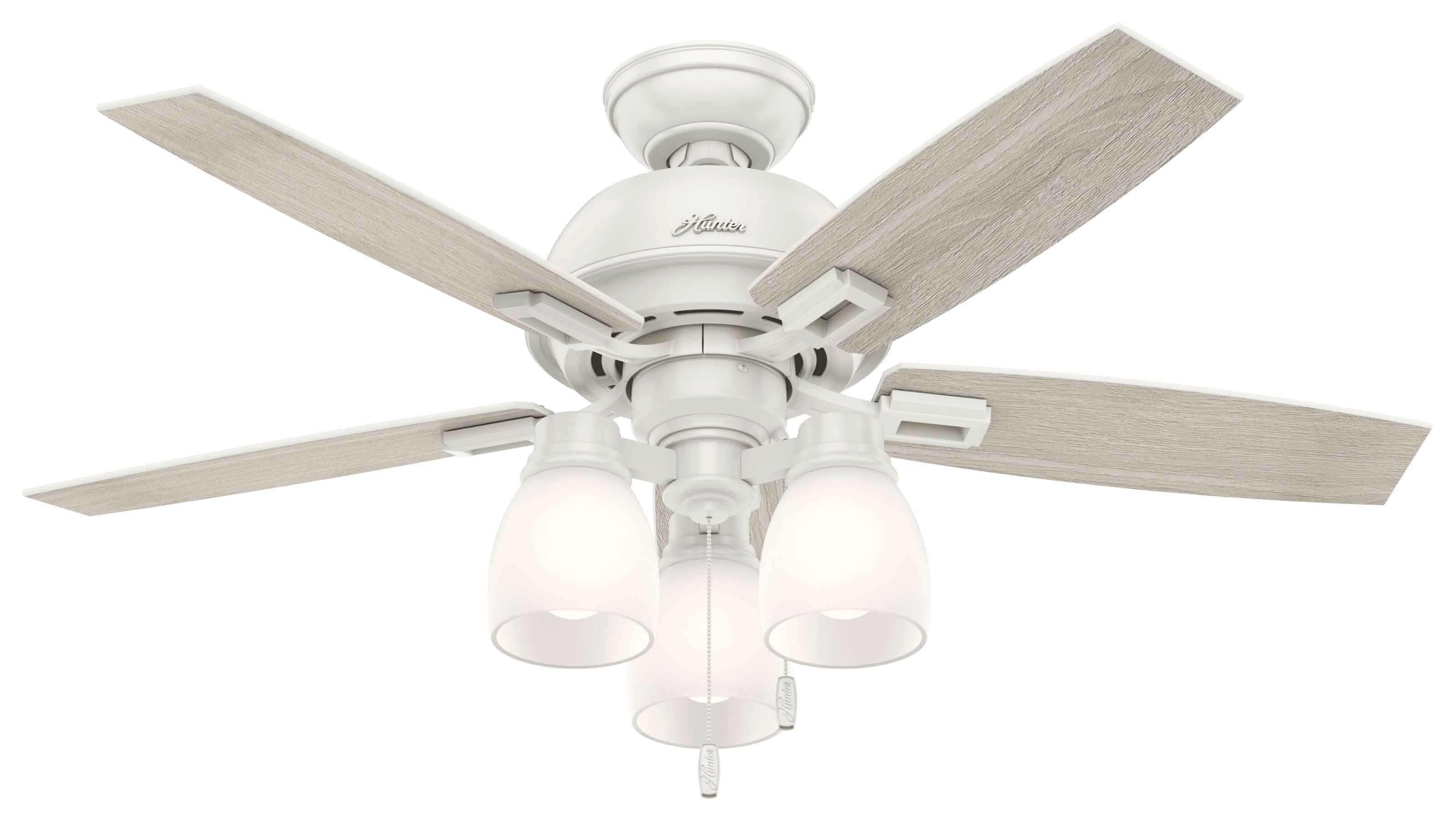 Hunter 44" Donegan Fresh White Ceiling Fan with Light Kit and Pull