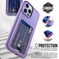 thumbnail image 6 of SaniMore for iPhone 13 Pro Max 6.7" Translucent Glitter Case, Rugged PC Back & Soft TPU Bumpers Case with Card Slot Shockproof Protective Case for iPhone 13 Pro Max Women Men, Purple, 6 of 8