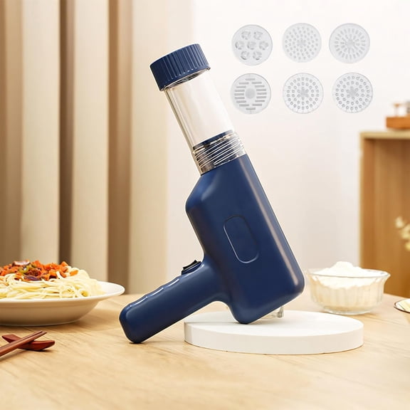 Handheld Electric Pasta Maker Machine:6 in 1 Electric Noodle Maker,Electric Pasta Machine for Homemade Ramen Making,Type-C Rechargeable,Cordless Use (Blue)
