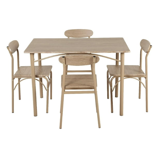 Comedor De 4 Sillas Metal Mesa Rectangular Elegante Moderno beige 5