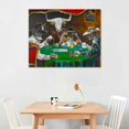 thumbnail image 2 of Orinice  Canvas Wall Art - Cows Playing Poker Series C.M Coolidge Art Reproduction For Home Wall Decor - Giclee Canvas Print Stretched and Framed Gallery Wrapped Ready   20x16in, 2 of 6