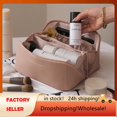 thumbnail image 3 of Bolsa de cosméticos de viaje de gran capacidad para maquillaje, bolsa de maquillaje de cuero, Kit de aseo femenino, estuche de maquillaje, bolsa organizadora de maquillaje, nuevo, 3 of 4