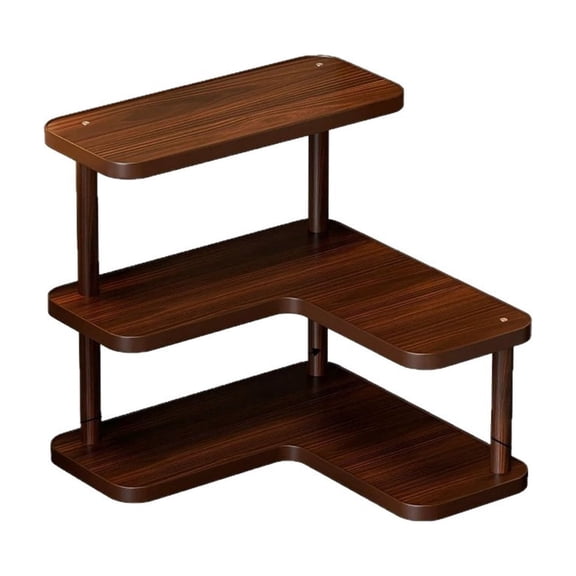 Twfbrm L-Shaped Open Corner Bookshelf, Space Saving Wood Corner Floating Shelves with 3-Tier Freestanding Bookcase, Tool-Free Assembly Corner Shelf for Kitchen, Living Room