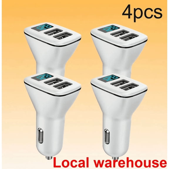 2-Pack LED Voltage Display Car Charger, Dual USB Fast Charging Adapter, Universal Car Accessories for Mobile Phones, Sam sung Ga laxy S24/S23, Local Warehouse