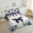thumbnail image 4 of Purple Butterfly Bedding Set,Wisteria Florals Queen Comforter Sets Rustic Plants Down Comforter Lavender Decor Quilt Set, 4 of 7