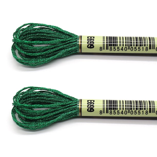 Yuarrent Hilo de bordar de 2 piezas, accesorios metálicos para bricolaje, suministros de hilo para manualidades, ovillos de costura, hermosas Artesanía verde oscuroE699