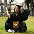 thumbnail image 4 of Dark Brown Graduation Plush Teddy Bear, 11in Soft Toy with Black Cap, Single Count, Thoughtful Gift for Students' Graduation Ceremonies, 4 of 5
