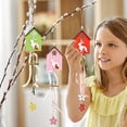 thumbnail image 3 of BQBQERT Easter Wooden Pendants Set of 3 House Flower Colorful Painted Pendant for Home Party Front Door Window Wall Decoration Hanging Ornament, 3 of 10